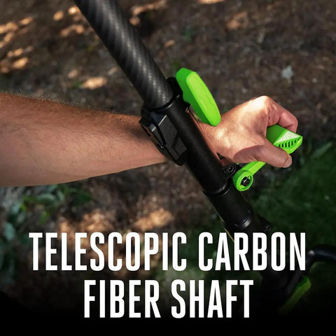 Close-up of telescopic shaft handle on Cordless Pole Saw for Tree Trimming With Telescopic Reach and LED Cut Line Indicator, Model PS1000