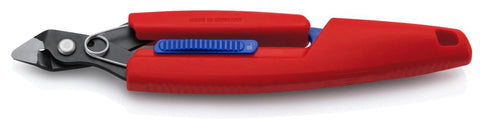 Sleek 6 Inch Slim Zip Tie Pliers With Slick Flush Cutting Action And Asymmetrical Handles, featuring red handles and compact design.