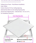 Flush Mount 24x24 Flip-Up Ceiling Access Panel No Sweat Install Push Pop Cover Lift-Up Hinge for Attic Plumbing HVAC Drywall