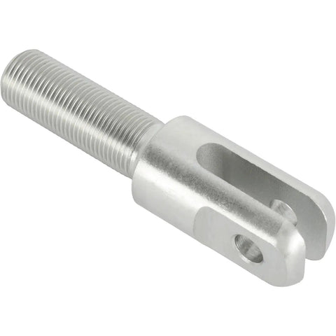 Heavy Duty Steel Clevis With Right Hand Thread Designed For Suspension Linkage And Custom Fabrication Featuring A 3/8 Inch Slot And Pin Hole.
