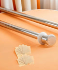 Vertical Blind Repair Tabs 80 Pack Heavy Duty PVC Quick Fix Replacement Kit displayed with metal rods and adhesive tabs.