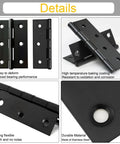 Eight Pack 3 Inch Black Stainless Steel Butt Hinges With Screws Heavy Duty Rustproof Cabinet Hardware For Furniture No Fuss Setup Bulletproof Design displayed with detailed features and design.