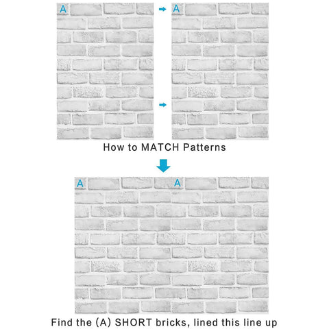 Peel And Stick Dope Faux Brick Wallpaper 17.7 By 118.1 Inches White And Gray Removable Self Adhesive Brick Wall Cover pattern matching instruction.