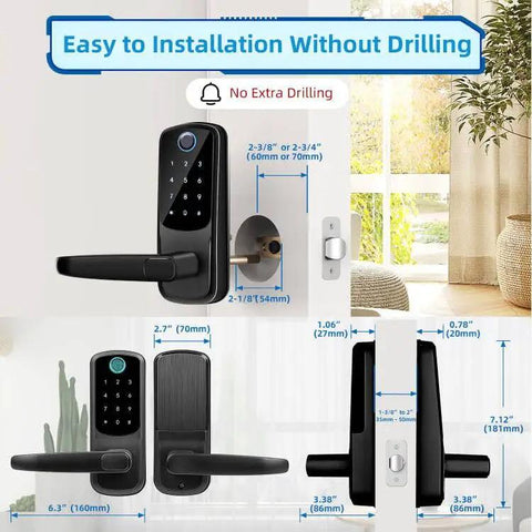 No Sweat Smart Keyless Door Lock With Fingerprint Scanner And Backlit Keypad Auto Unlock App Access Alexa Control Card Backup Tight Security Smooth Operation For Home And Office
