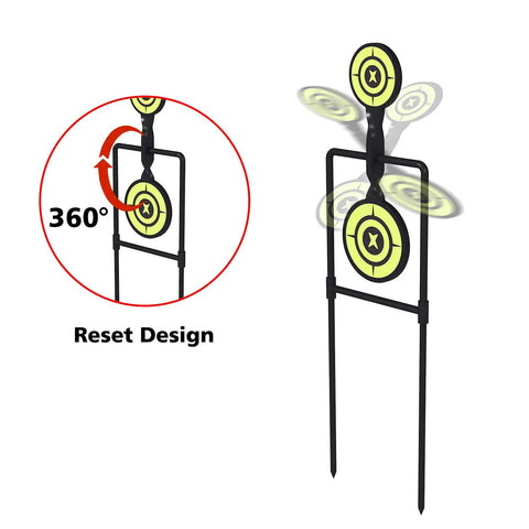 Double Spinner Shooting Targets 3/8 Inch Thick Steel Auto Reset Targets for Centerfire Handguns Up to.44 Magnum, spinning target design