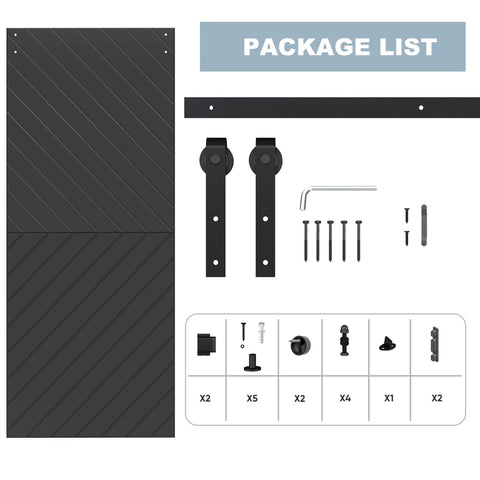 36-Inch By 84-Inch Sliding Barn Door With Modern Style, 6-Foot Hardware Kit Included, Hollow-Core Chevron Interior Door With PVC Overlay