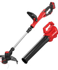 V20 Cordless Weed Wacker And Leaf Blower Combo Kit With 2 Ah Battery And Charger, 13 Inch Trimmer Edger, 90 MPH Blower.