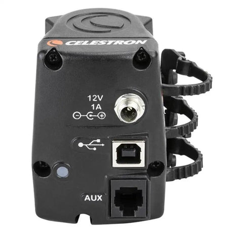 Back view of Electronic Focus Motor For Schmidt Cassegrain EdgeHD And RASA Telescopes With USB and power ports