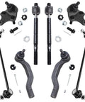 Front End Suspension Kit For Toyota RAV4 2006 To 2018 With Eight Piece Replacement Set Including Front Inner And Outer Tie Rod Ends Front Lower Ball Joints And Sway Bar Links For Improved Steering Smoother Ride And Lasting Durability.