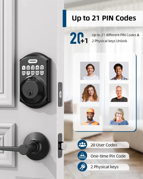 Electronic Keypad Deadbolt With Double Door Handles For Keyless Door Locking Matte Black Finish And Smooth Auto Secure Feature That Makes Front Door Upgrades A Major Game Changer For Homeowners Seeking Rock Solid Security Without Any Daily Headaches