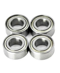 Four metal bearings from Dope Miniature Ball Bearing Set For RC Cars, 4 Pieces, Wide Size Range From 3x6x2.5mm To 12x18x4mm, High Load Capacity