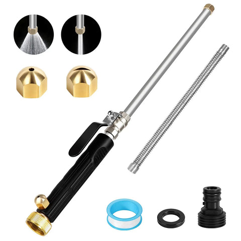 Heavy Duty Garden Power Washer Kit With Quick Connect Wand, Two Nozzles, Flexible Lance And Water Resistant Accessories