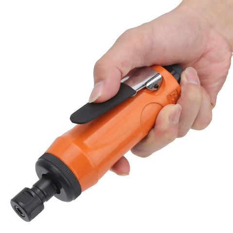 Heavy Duty Pneumatic Air Die Grinder With Straight Shaft And 20000 RPM, Compact Lightweight Build being operated in hand.