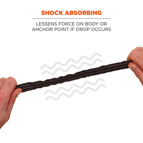 Hands stretching shocking absorbing nylon from Bulk Pack Of 10 Tool Lanyards With Carabiner And Adjustable Loop Worksite Ready Standard Length