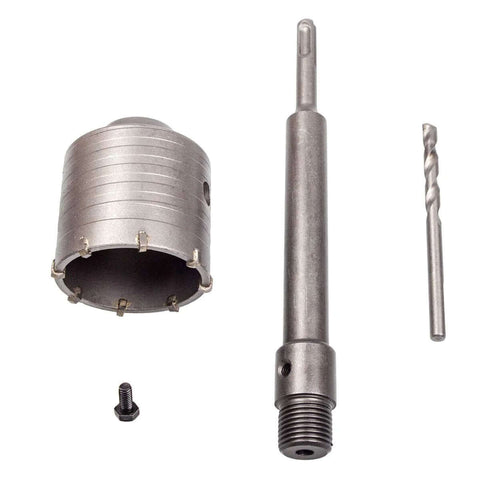 CertBuy 65mm concrete hole saw kit with SDS Plus shank, arbor, and pilot drill bit