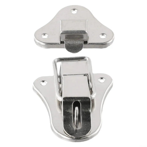 Zinc alloy hasp latch kit for jewelry boxes, toggle hasp lock hardware, silver finish, vintage style, padlock ready fastener.
