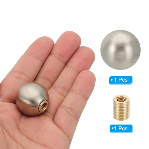 25mm Ball Finial Cap Knob Set In Nickel Color For Lamp Shade Decoration, Dual Thread Design With 1/4-27 And M10 Fits
