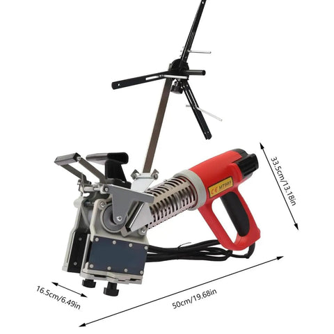 Curve Edge Bander With Three Speed Adjustable, 2000W Portable Edge Banding Machine showing dimensions and hand crank design