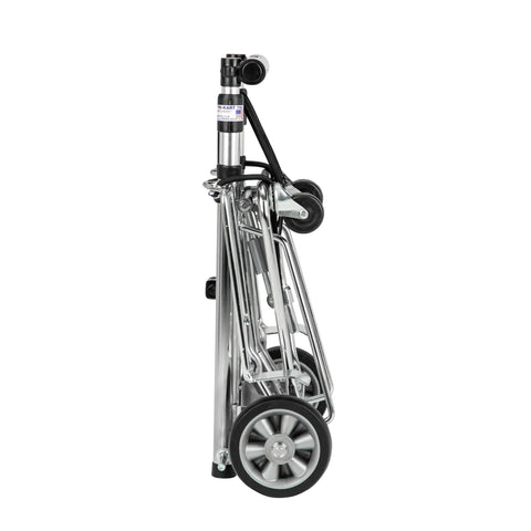 Remin Kart A Bag Tri Kart Heavy Duty Utility Cart folded with telescopic handle, steel frame, USA made, 225 to 750 lb capacity.
