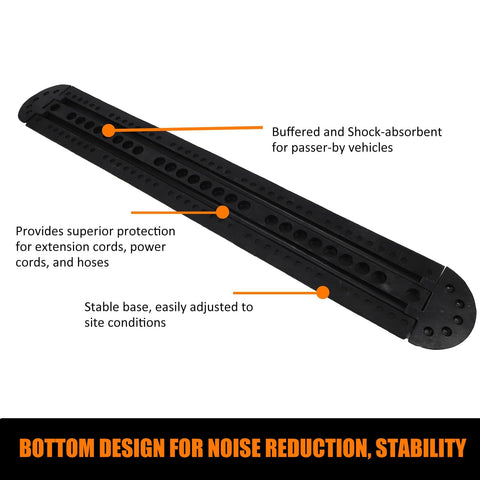 Heavy Duty 84 Inch Rubber Speed Bump Kit With 2 Channel Modular Design 25000 Lb Load Capacity End Caps Cable Protector Ramp