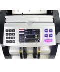Top Shelf Money Counter Machine For Iraqi Dinar Bills With TFT LCD Panel and smart controls, showing numeric keypad and display.
