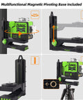 Pro Grade 12V Self Leveling Laser Level With Bluetooth Dual 360 Degree Green Beams High Brightness Magnetic Bracket P02CG mounted