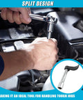 Using Three Piece Pry Bar Wrench Adapter Set For One Half Inch D Square Drive Crowbar Adapter Heads With Extension Bar Must Have Car Repair Tool For Tight Spaces And Automotive Maintenance in engine bay.