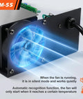 Bad Boy 55 Amp RV Power Converter with fan showing silent operation and automatic recognition for temperature control.