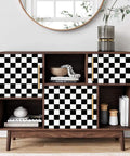 Peel And Stick Mosaic Checkered Black And White Wallpaper Self Adhesive Contact Paper for cabinet doors, 17.7x118 inch.