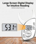 Digital Fat Caliper with Nonslip Grip, ABS, 50mm Ranging, Red showing large screen display reading 53.1mm.