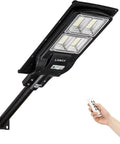 Ultra Bright Solar Street Light With 240 LEDs And 18000mAh Battery, remote control, black-mounted design, outdoor lighting