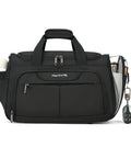 Compact Under Seat Travel Duffel Bag With 11 Pockets And Trolley Sleeve, Lightweight Water Resistant Foldable Weekender, black