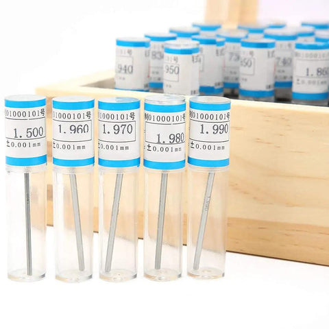 Pin Type Needle Gauge Set For Precise Hole Measurement, 50 Piece Plug Gauge Kit From 1.5 To 1.99 mm Increments Of 0.01 Mm, tubes shown
