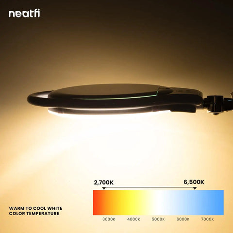 Dual Magnification 7 Inch LED Magnifying Lamp With Dimmable Light And Three Color Temperatures 3000K 4000K 6500K side view