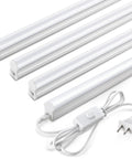 Ultra Bright 4 Foot LED Shop Light Bar With 2300 Lumens And 6500K Cool White Energy Efficient Linkable Ceiling And Under Cabinet Lighting For Garage Workshop Basement FCC Certified 4 Pack showing lights and plug