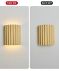 Indoor Hardwired Up and Down Cream Wall Sconce Set of 2 Modern LED 3000K displayed in ON and OFF modes on white wall.