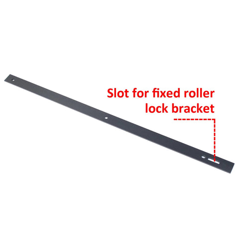 Bi Folding Barn Door Hardware Kit For Two Doors With Black Top Mount Rollers Interior Use Rails Fit Per Panel 18 Inches Total Opening 36 Inches Door Not Included rail detail
