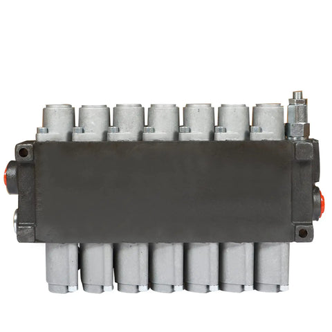 Beefed Up 7 Spool Double Acting Hydraulic Directional Control Valve For Small Tractor Loaders 13 GPM Flow 3600 PSI SAE Inlet Outlet Ports