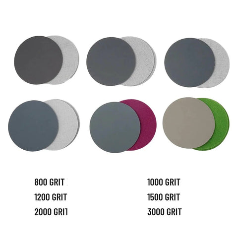 Premium 3 Inch Wet Dry Sanding Discs Assorted Grit From 320 To 1500 Super Durable Paper for various grits including 800 to 3000.