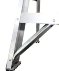 Rock Solid 2 Step Aluminum Work Stool, Heavy Duty Industrial Step Ladder With 300 Pound Load Rating, sturdy aluminum frame detail.