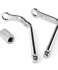 Distributor Clamp Wrench Set 1/2 Inch And 9/16 Inch SAE, 2-Piece With 12 Point Box Ends, knurled grip, and 3/8 Inch Drive Ratchet Adapter
