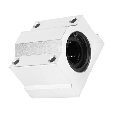 SC30UU Linear Motion Ball Bearing Slide Block Aluminum Alloy Closed End 30mm ID Low Friction High Precision Easy Install For Machinery Equipment Workhorse Rail Travel For CNC Robotics And 3D Printers, angled view