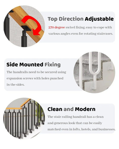 Rock Solid Adjustable Angle Stair Railing Bracket For Balusters And Spindles With Hella Tough Steel Build showing 270-degree swivel fixing.