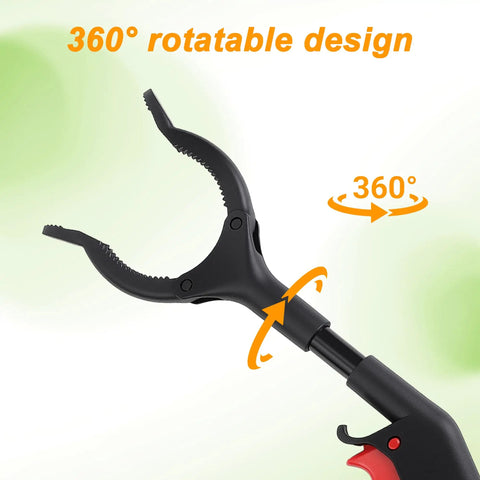11 Inch Reacher Tool With 360 Degree Rotating Jaw And Anti Slip Grip For Trash Cleanup And Litter Picking Ergonomic Handle Reaching Objects Up To Four Inches Ideal For Sanitation Workers And Hard To Reach Spots