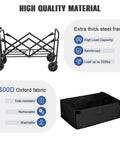 Collapsible Foldable Wagon With Wheels For Beach, Garden, Shopping And Outdoor Use, Heavy Duty Utility Cart, steel frame, fabric basket