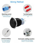 Wiring methods for 19mm Latching Pushbutton Switch With Dope Blue 12V LED Power Symbol 1NO 1NC SPDT On Off Toggle Switch
