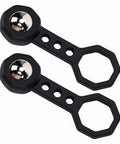 Eujgoov Magnetic Stud Finder 2 Pack Handheld Wall Metal Detector with Compact Portable Design for Hanging Mirror (Black) showing two black tools with silver spheres.