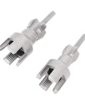 Two In One Pipe Threading Tool For Internal And External Threads With Quick Change Die Kit And One Half Inch And Three Quarter Inch Dies For DIY Home Repair And Pipe Maintenance For Home Projects, two silver dies