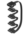 Molex To 4 SATA Power Cable 4 Pin LP4 To 4x SATA 15 Pin Female Expansion Power Cable For PC NAS Server Drives And SSDs 20.8 Inch 18AWG Tinned Copper Built For A Bunch Of Drives, 4-way SATA split cable