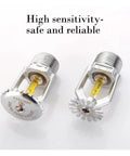 Ace Five Pack Fire Sprinkler Heads With Up And Down Spray Pattern For Hassle Free Ceiling Install DN15 79C Activation Big Time Emergency Readiness Built Different, showing two silver valves with yellow triggers.